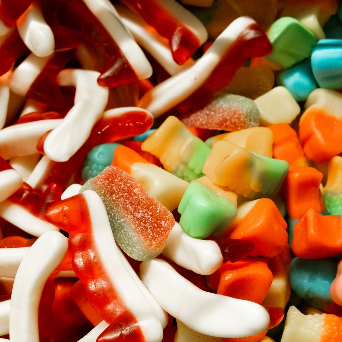 Close-up of mixed gummy candies
